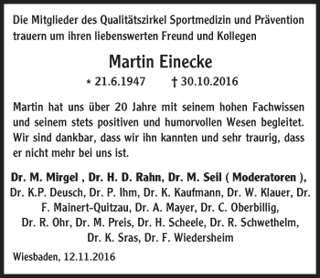 Traueranzeige von Martin Einecke von Trauerportal Rhein Main Presse