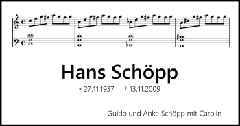 Traueranzeige von Hans Schöpp von Trauerportal Rhein Main Presse