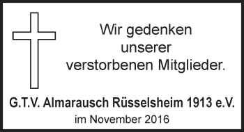 Traueranzeige von In Gedenken  von Trauerportal Rhein Main Presse