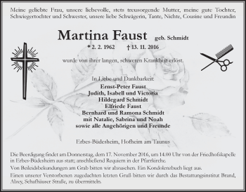Traueranzeige von Martina Faust von Trauerportal Rhein Main Presse
