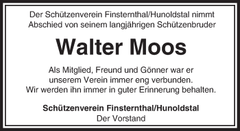 Traueranzeige von Walter Moos von  Usinger Anzeiger