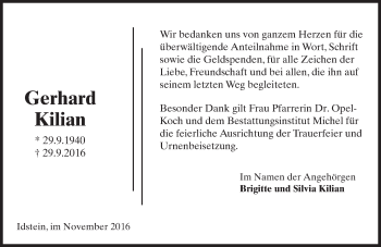Traueranzeige von Gerhard Kilian von Trauerportal Rhein Main Presse