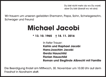 Traueranzeige von Michael Jacobi von Trauerportal Rhein Main Presse