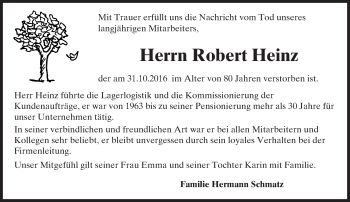 Traueranzeige von Robert Heinz von Trauerportal Echo Online Traueranzeige von Robert Heinz von Trauerportal Echo Online