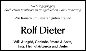 Traueranzeige von Rolf Dieter von  Kreisanzeiger