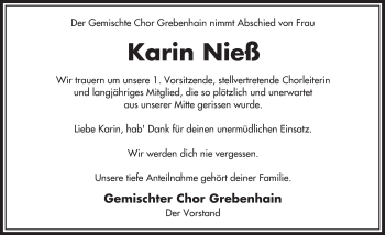 Traueranzeige von Karin Nieß von VRM Trauer