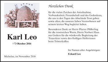 Traueranzeige von Karl Leo von  Kreisanzeiger