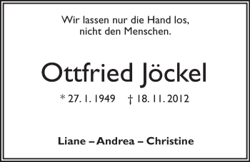 Traueranzeige von Ottfried Jöckel von VRM Trauer