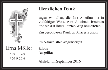 Traueranzeige von Erna Möller von VRM Trauer