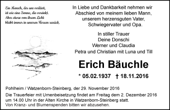 Traueranzeige von Erich Bäuchle von  Gießener Anzeiger