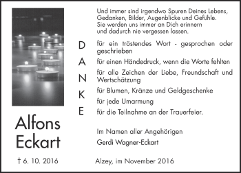 Traueranzeige von Alfons Eckart von Trauerportal Rhein Main Presse