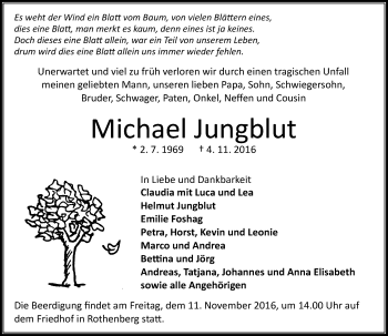 Traueranzeige von Michael Jungblut von Trauerportal Echo Online