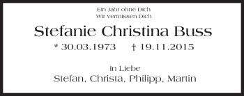 Traueranzeige von Stefanie Christina Buss von Trauerportal Rhein Main Presse