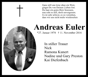 Traueranzeige von Andreas Euler von  Kreisanzeiger