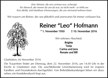 Traueranzeige von Reiner Hofmann von  Kreisanzeiger