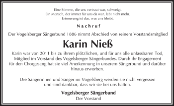 Traueranzeige von Karin Nieß von VRM Trauer