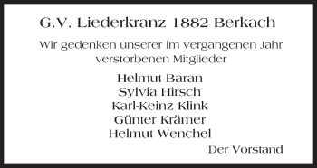 Traueranzeige von In Gedenken  von Trauerportal Rhein Main Presse