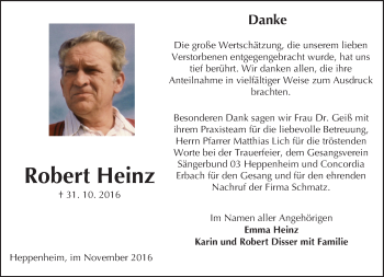 Traueranzeige von Robert Heinz von Trauerportal Echo Online Traueranzeige von Robert Heinz von Trauerportal Echo Online