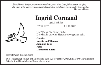 Traueranzeige von Ingrid Cornand von Trauerportal Rhein Main Presse