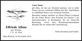 Traueranzeige von Elfriede Alban von  Gießener Anzeiger Traueranzeige von Elfriede Alban von  Gießener Anzeiger