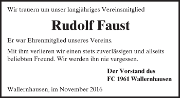 Traueranzeige von Rudolf Faust von  Kreisanzeiger