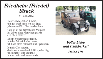 Traueranzeige von Friedhelm Strack von Trauerportal Rhein Main Presse