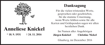 Traueranzeige von Anneliese Knickel von  Kreisanzeiger