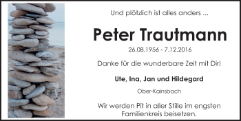 Traueranzeige von Peter Trautmann von Trauerportal Echo Online