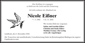 Traueranzeige von Nicole Eißner von  Kreisanzeiger