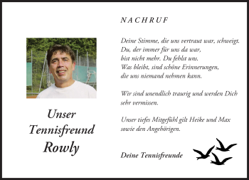 Traueranzeige von Rowly  von Trauerportal Rhein Main Presse
