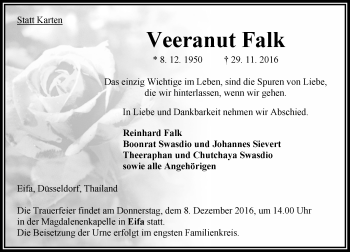 Traueranzeige von Veeranut Falk von VRM Trauer