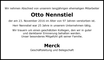 Traueranzeige von Otto Nennstiel von Trauerportal Echo Online