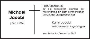 Traueranzeige von Michael Jacobi von Trauerportal Rhein Main Presse