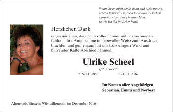 Traueranzeige von Ulrike Scheel von  Gelnhäuser Tageblatt