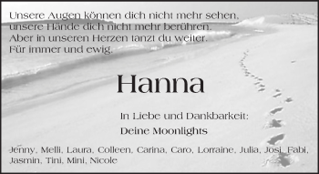 Traueranzeige von Hanna  von  Kreisanzeiger