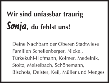 Traueranzeige von Sonja  von Trauerportal Echo Online