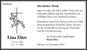 Traueranzeige von Lina Dörr von VRM Trauer