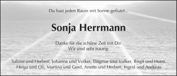 Traueranzeige von Sonja Herrmann von Trauerportal Echo Online