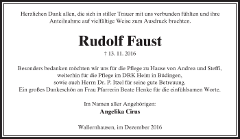 Traueranzeige von Rudolf Faust von  Kreisanzeiger