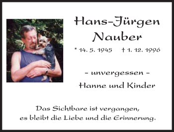 Traueranzeige von Hans-Jürgen Nauber von  Kreisanzeiger
