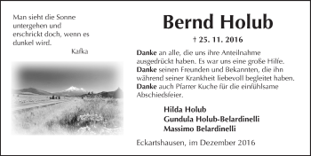 Traueranzeige von Bernd Holub von  Kreisanzeiger