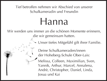 Traueranzeige von Hanna  von  Kreisanzeiger