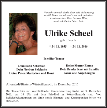 Traueranzeige von Ulrike Scheel von  Kreisanzeiger