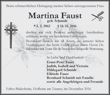 Traueranzeige von Martina Faust von Trauerportal Rhein Main Presse