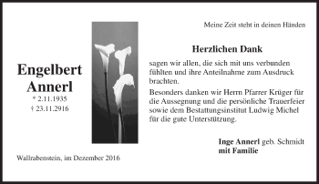 Traueranzeige von Engelbert Annerl von Trauerportal Rhein Main Presse