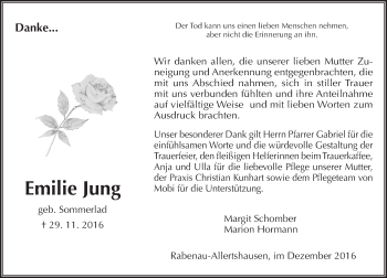 Traueranzeige von Emilie Jung von  Gießener Anzeiger