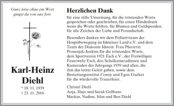 Traueranzeige von Karl-Heinz Diehl von  Camberger Anzeiger