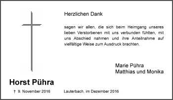 Traueranzeige von Horst Pühra von VRM Trauer