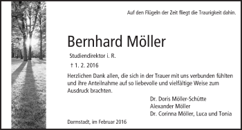 Traueranzeige von Bernhard Möller von trauer.echo-online.de