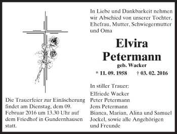 Traueranzeige von Elvira Petermann von trauer.echo-online.de